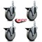 Service Caster 5'' Gray Poly Wheel Swivel 3/4'' Square Stem Caster Set with Brake, 4PK SCC-SQ20S514-PPUB-GRY-PLB-34-4 - alternate 2
